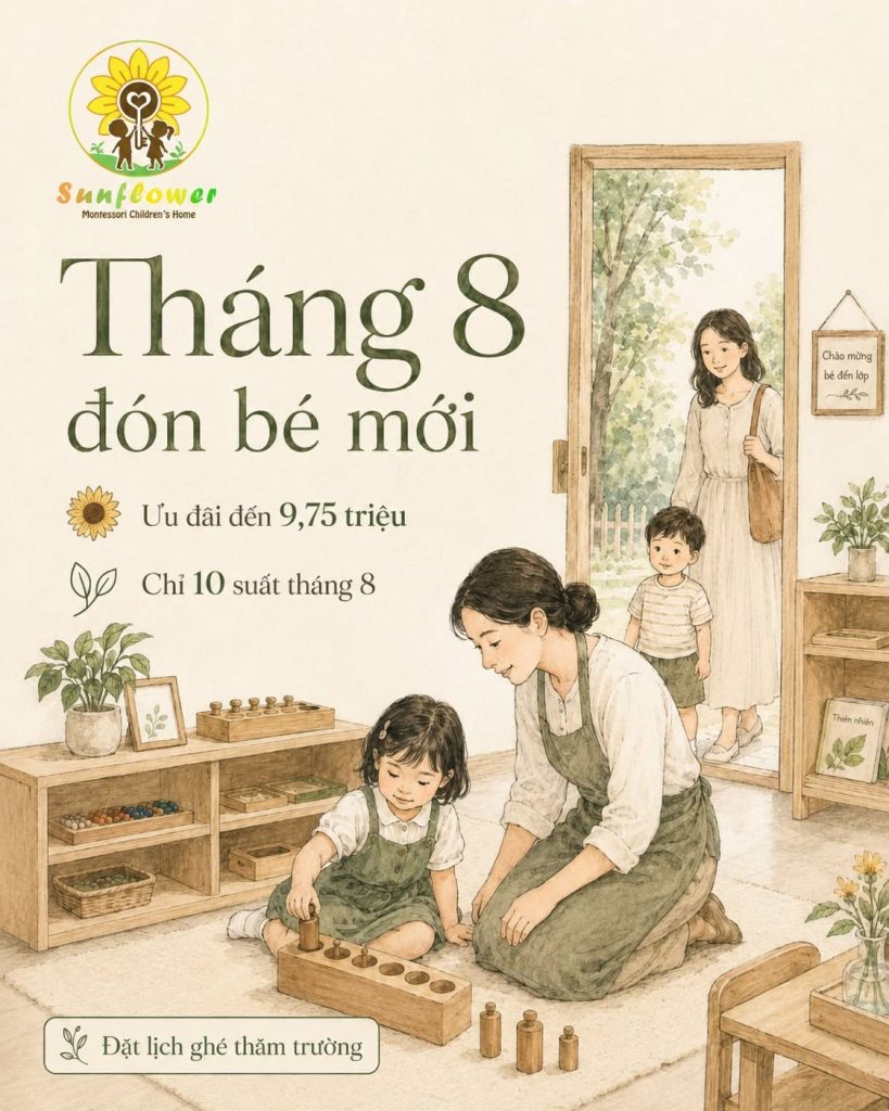Các khoản chi phí và ưu đãi học phí khi nhập học vào tháng 8 tại Sunflower Montessori